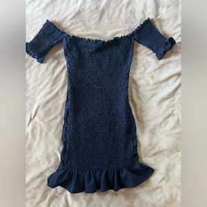 Smocked Body Con Cocktail Dress